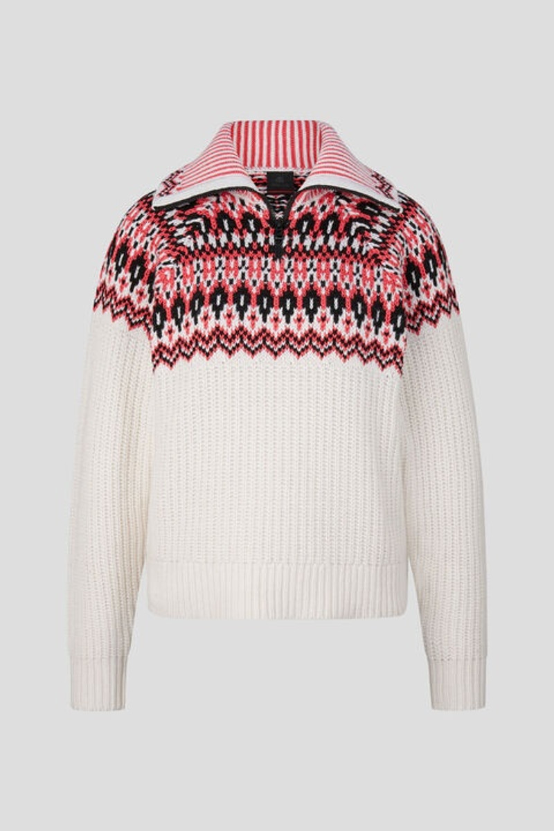 Dory half-zippered sweater in Pink/Off-white 1