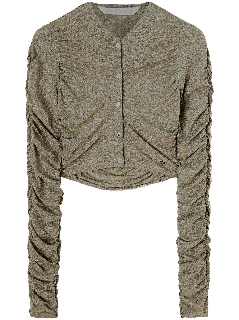 ruched Lurex cropped cardigan - 1
