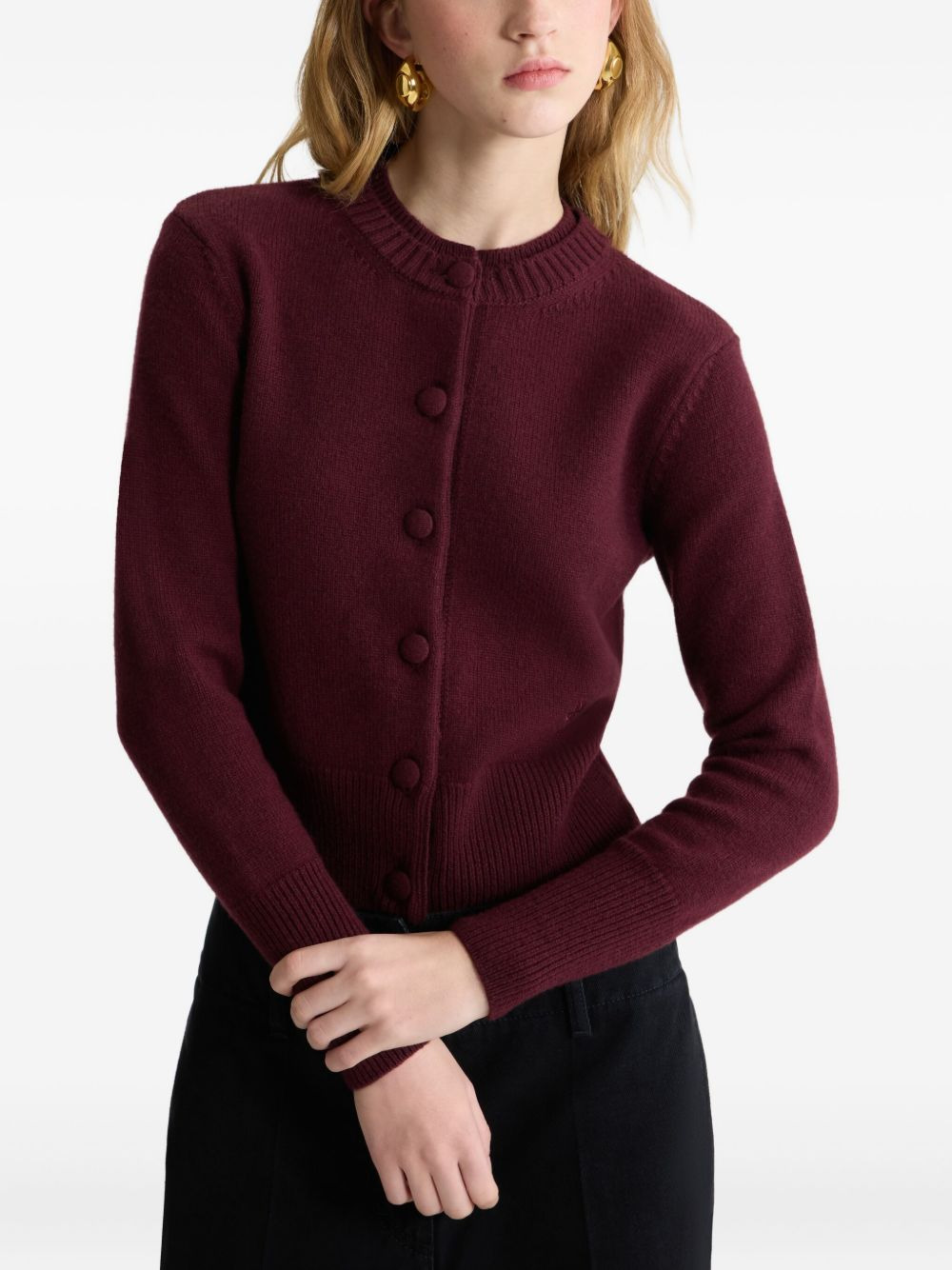 double-collar wool cardigan - 4