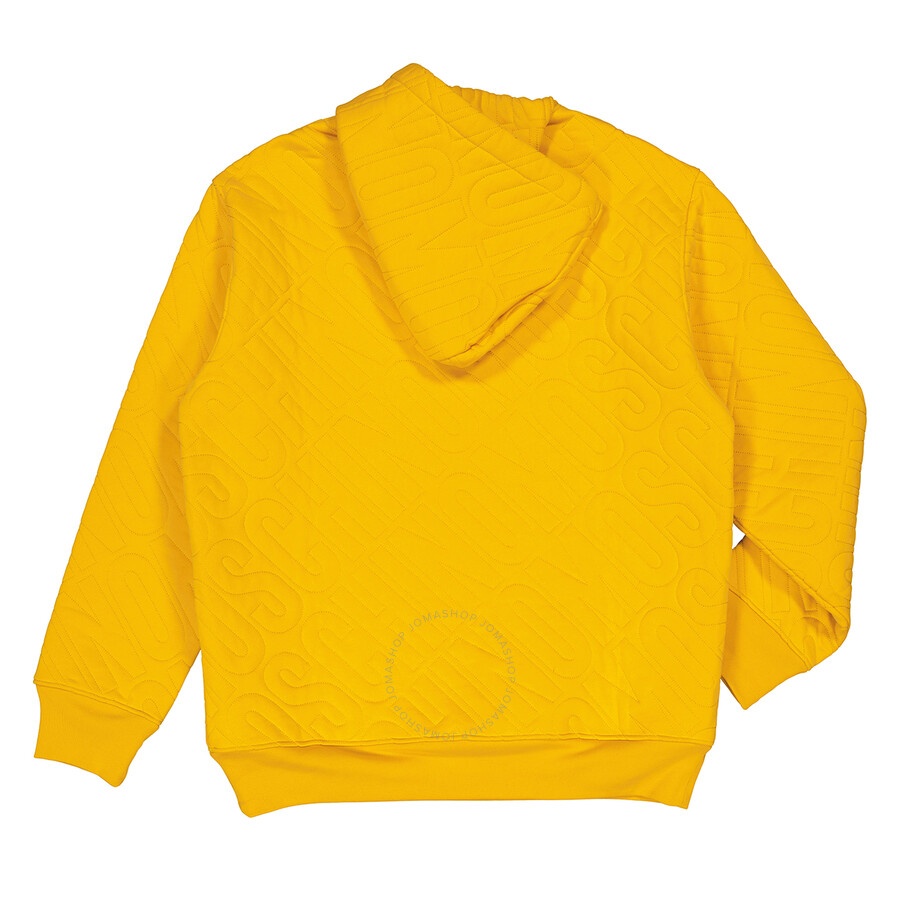 Moschino Men's Yellow All-Over Logo Embroidered Hoodie - 2