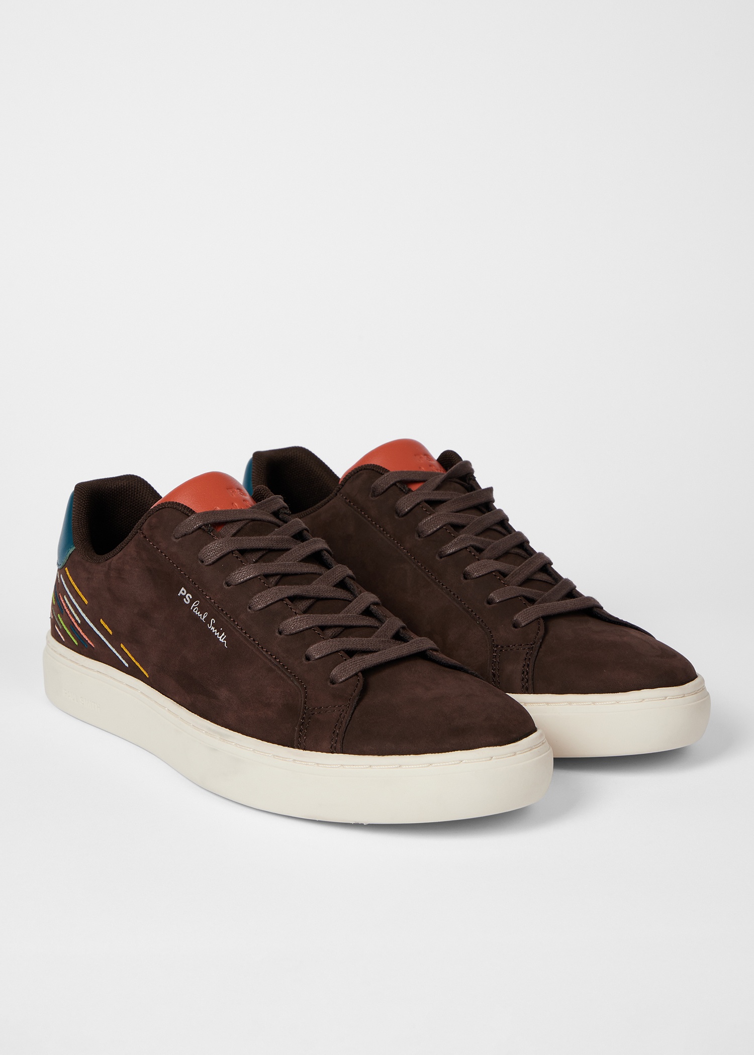 Brown Nubuck 'Rex' Embroidery Trainers - 2