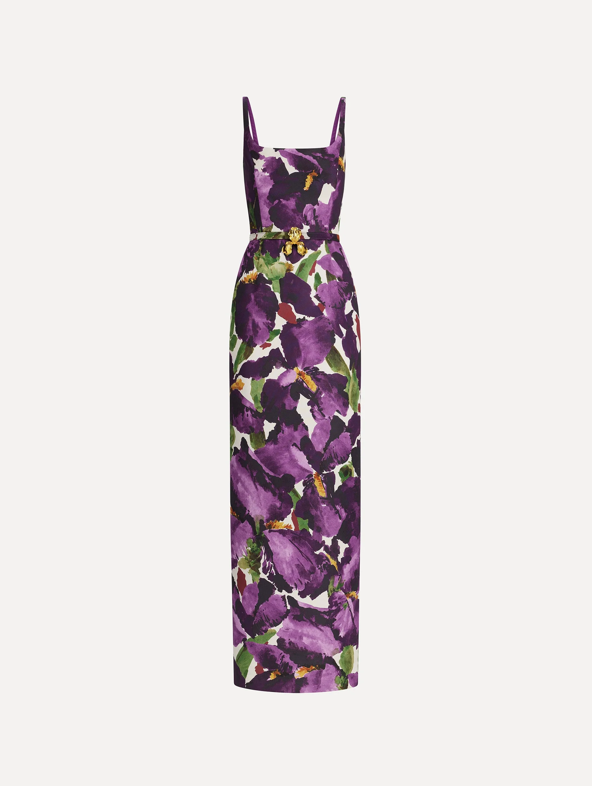 SLEEVELESS LARGE WATERCOLOR IRIS FAILLE GOWN - 1