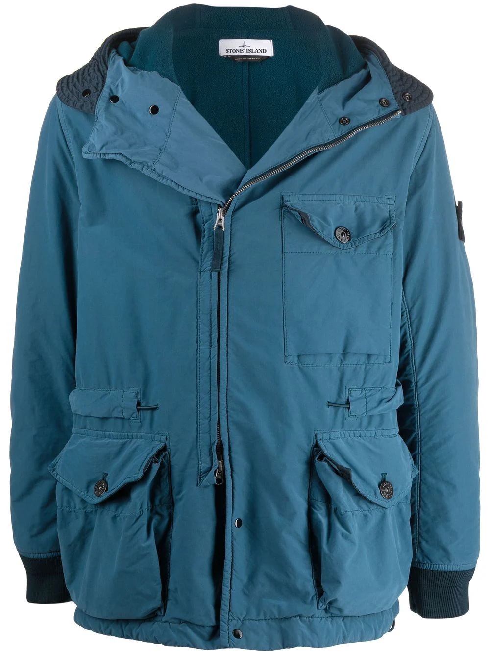 cargo-pockets hooded jacket - 1