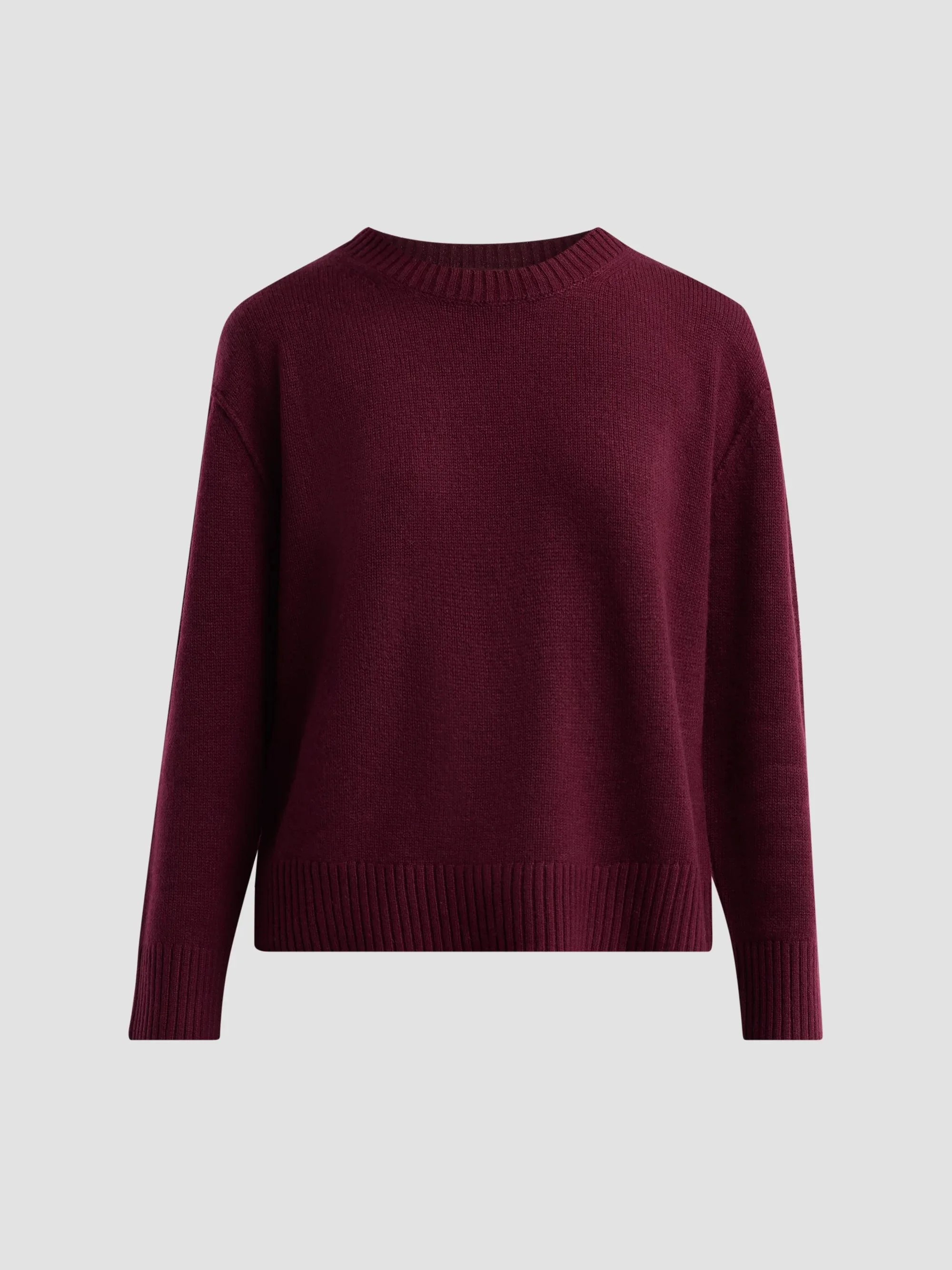 Women's Cashmere Crewneck Sweater - Dark Port - 1