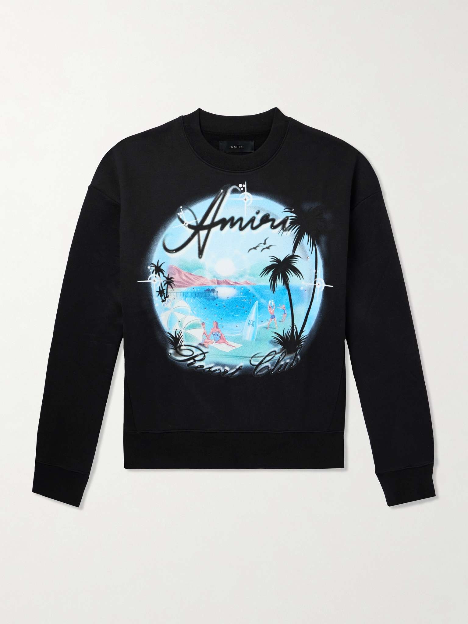 Oversized Crystal-Embellished Printed Cotton-Jersey Sweatshirt - 1