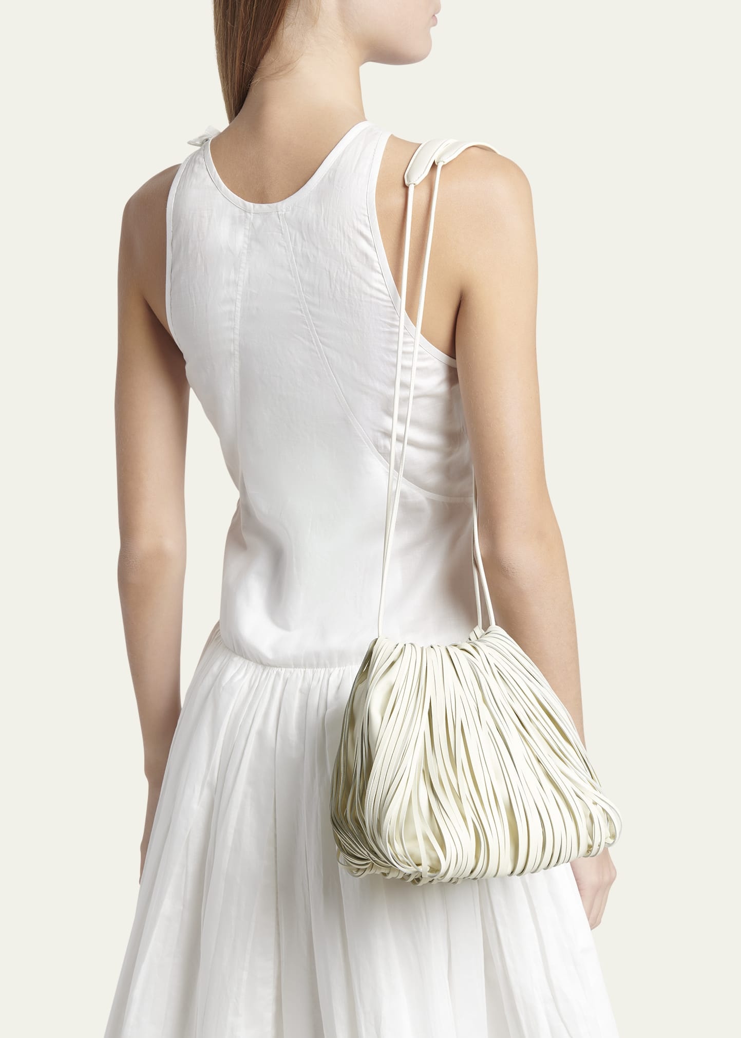 【関税＆送料込み】Jil Sander White Leather Bag JIL SANDER ジルサンダー ハンドバッグ Goji Bamboo Square ゴジ