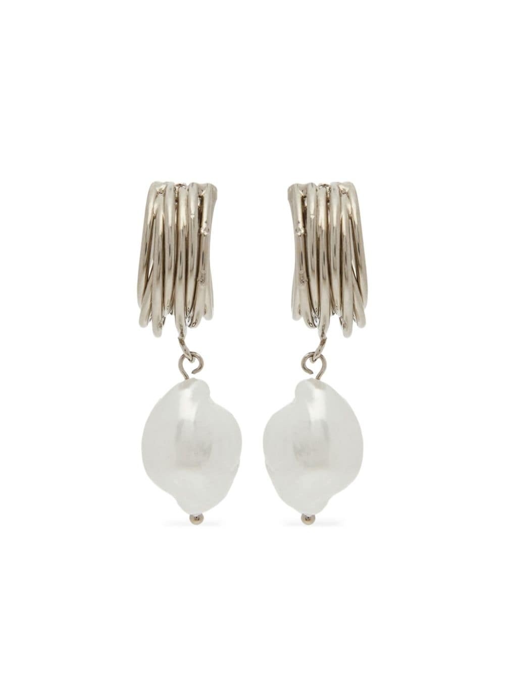 twisted-hoop faux-pearl earrings - 1