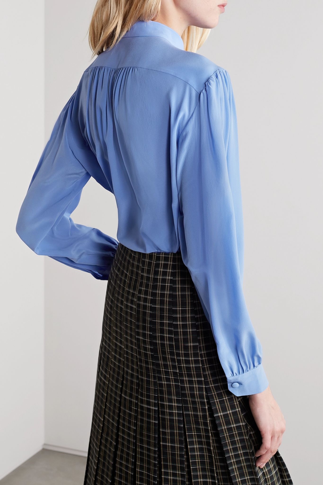 Ruffled silk crepe de chine shirt - 4