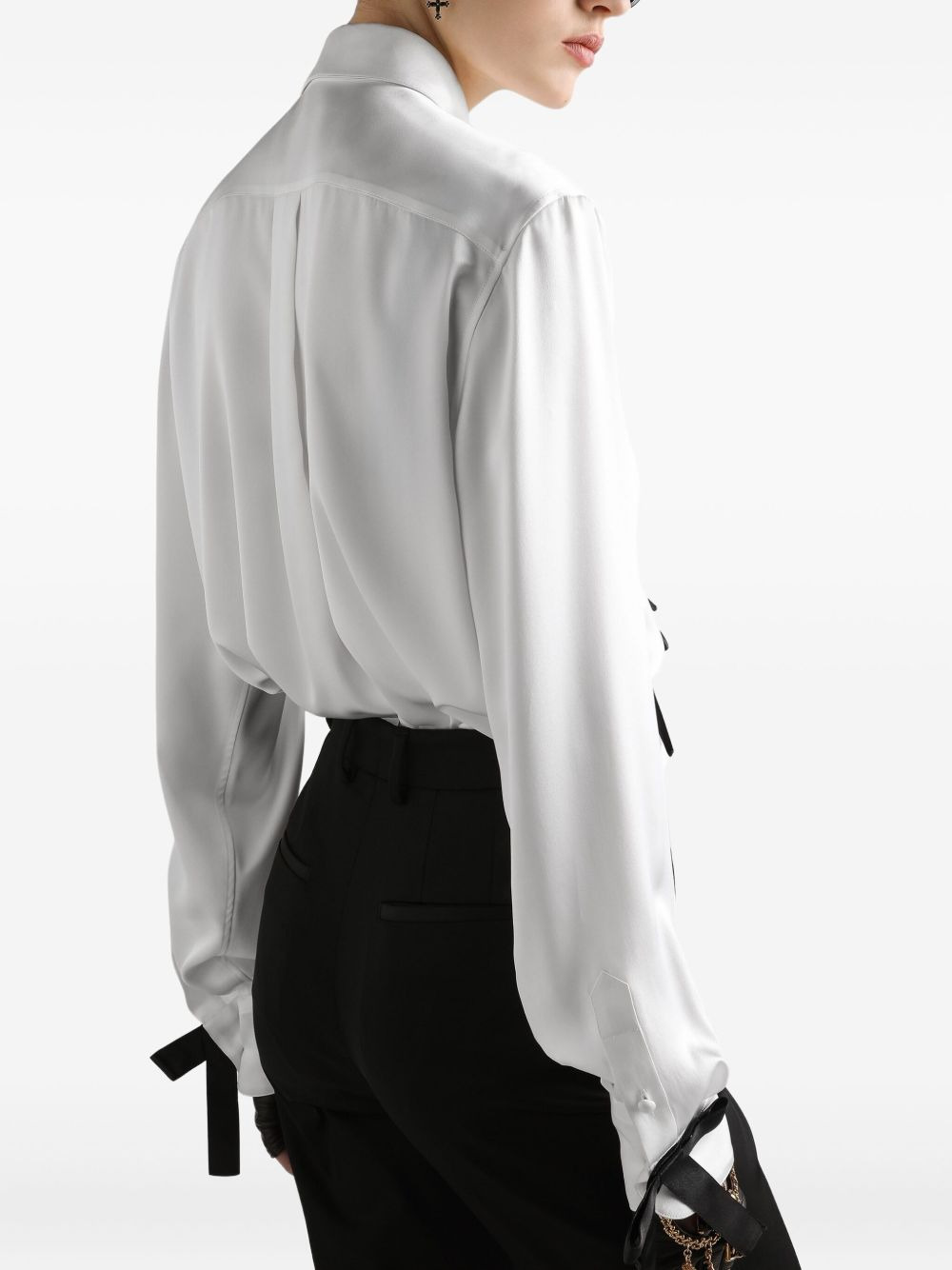 bow-embellished satin blouse - 4