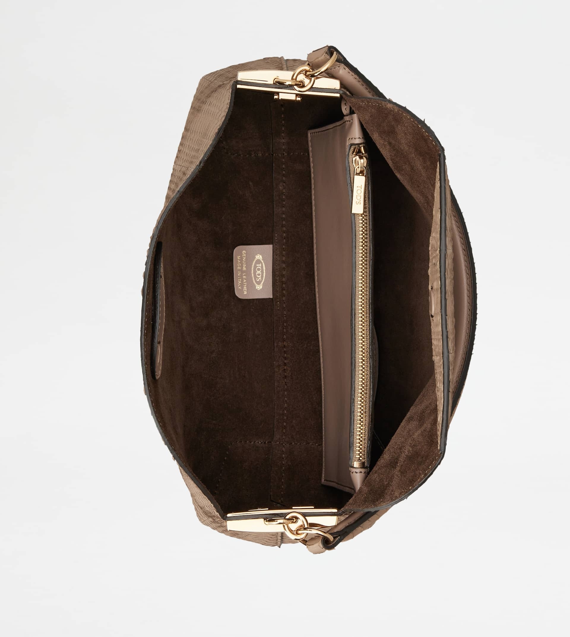 TOD'S T CASE SHOULDER BAG IN REPTILE MINI - BEIGE - 4