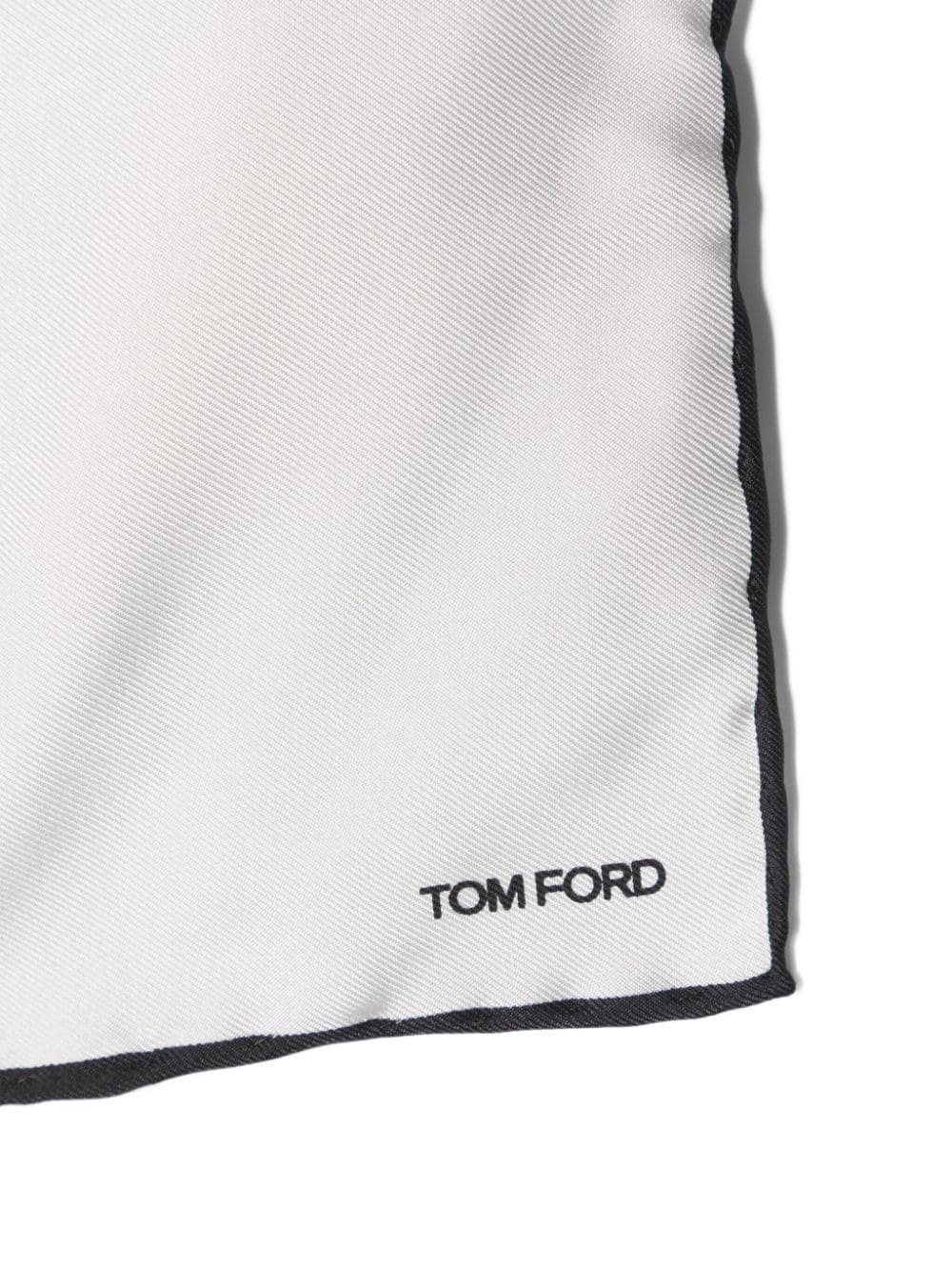 logo-print silk pocket square - 2