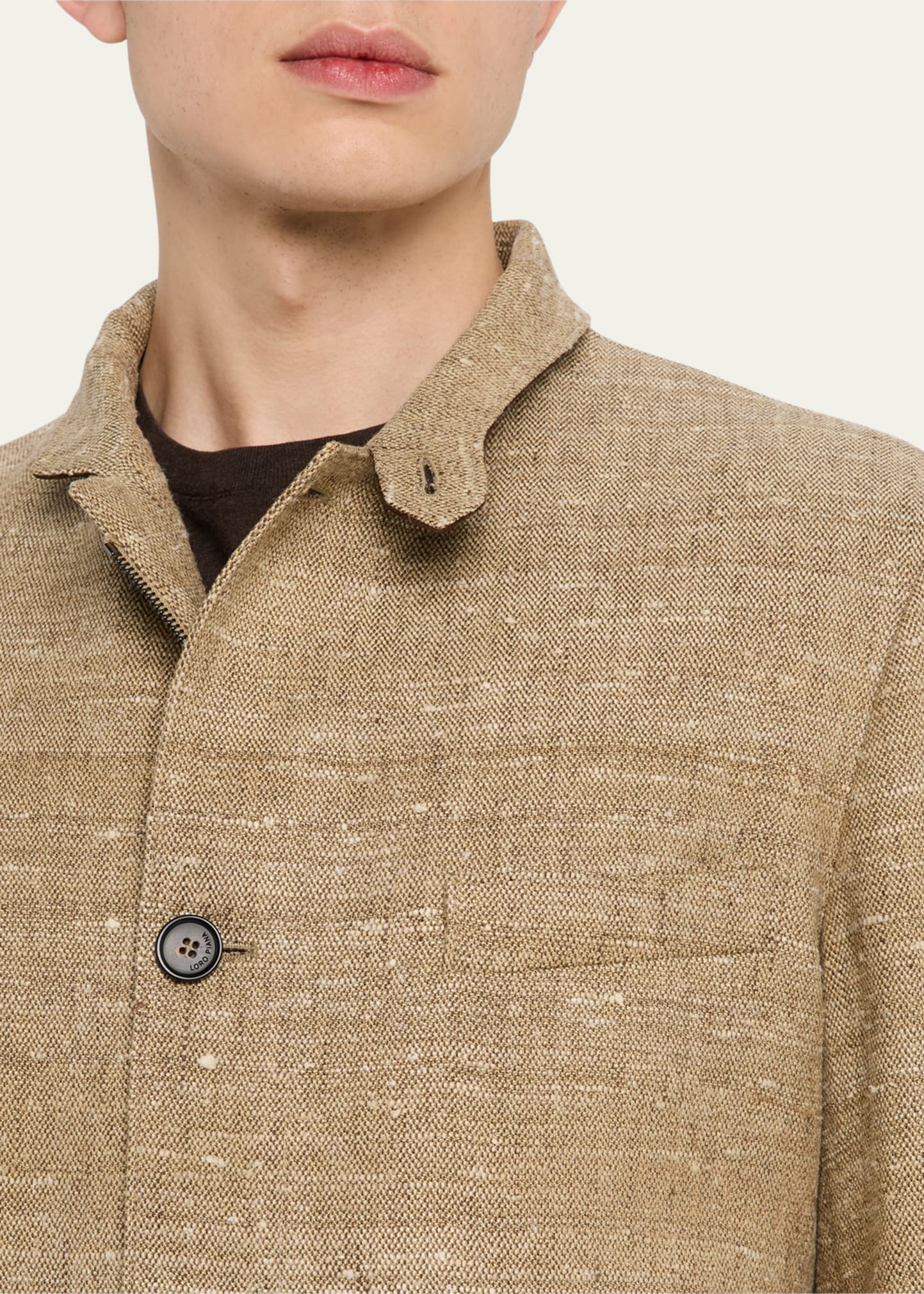 Men's Linen and Silk Roadster Single-Breasted Jacket - 5