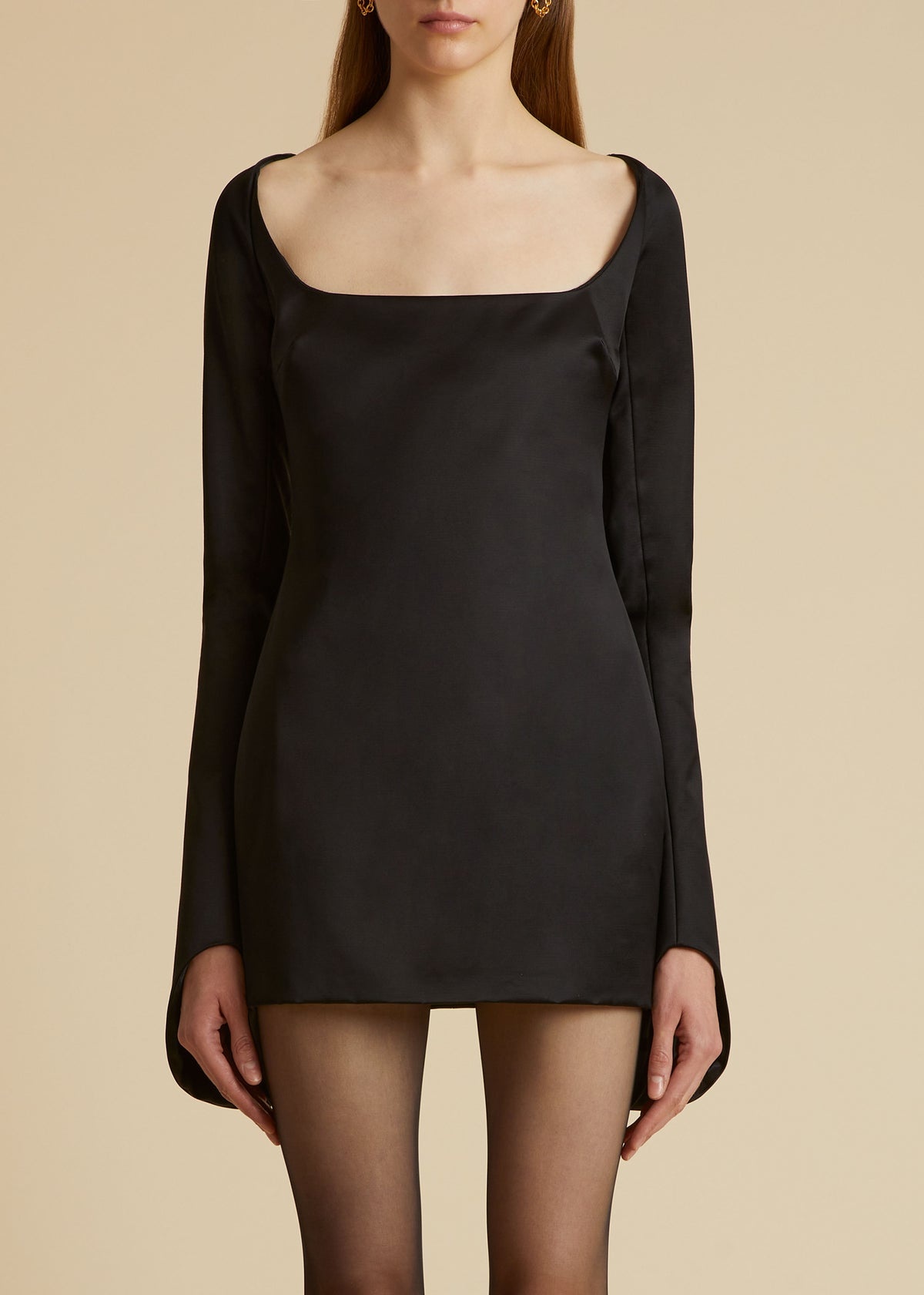 The Tate Dress in Black Satin - 2