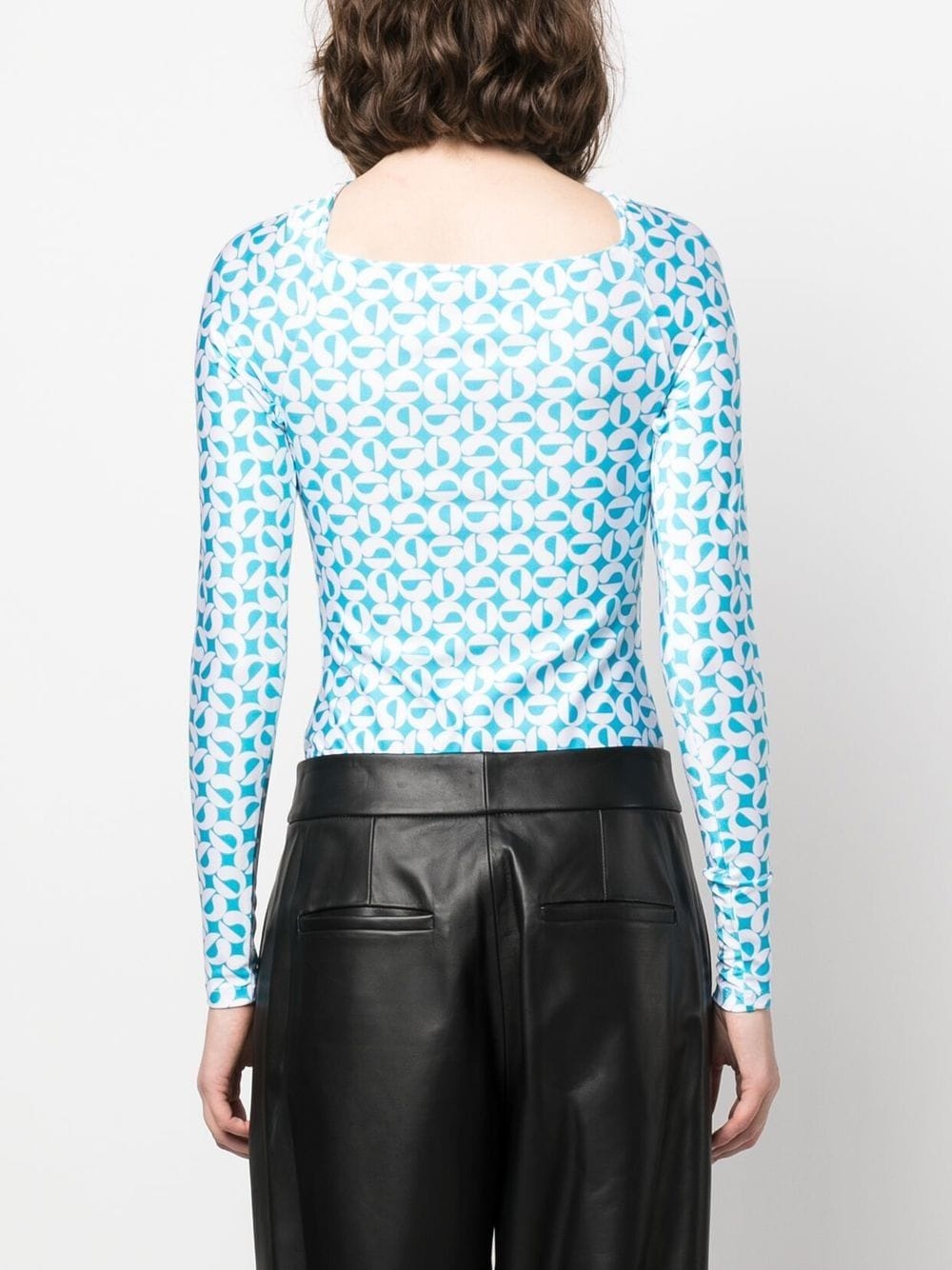 geometric-print long-sleeve bodysuit - 4