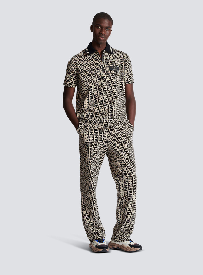 Balmain PB Labyrinth jacquard polo shirt outlook