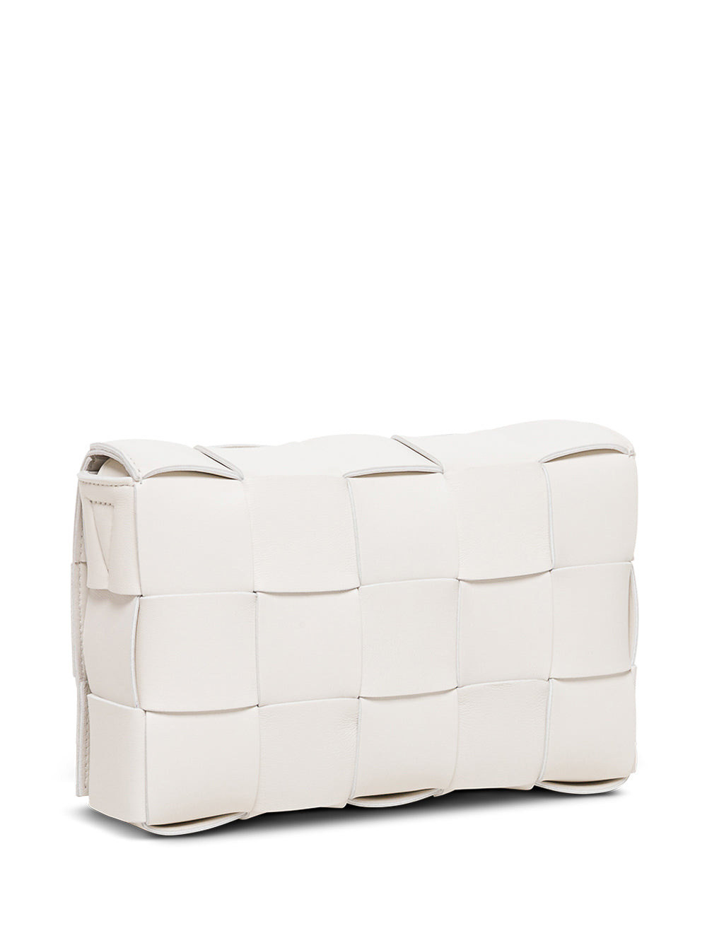 Bottega Veneta Women Cassette White Leather Crossbody Bag In Intreccio Nappa Leather - 2