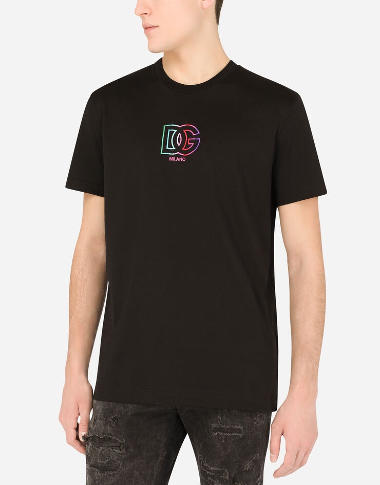 Cotton T-shirt with multi-colored DG embroidery - 4