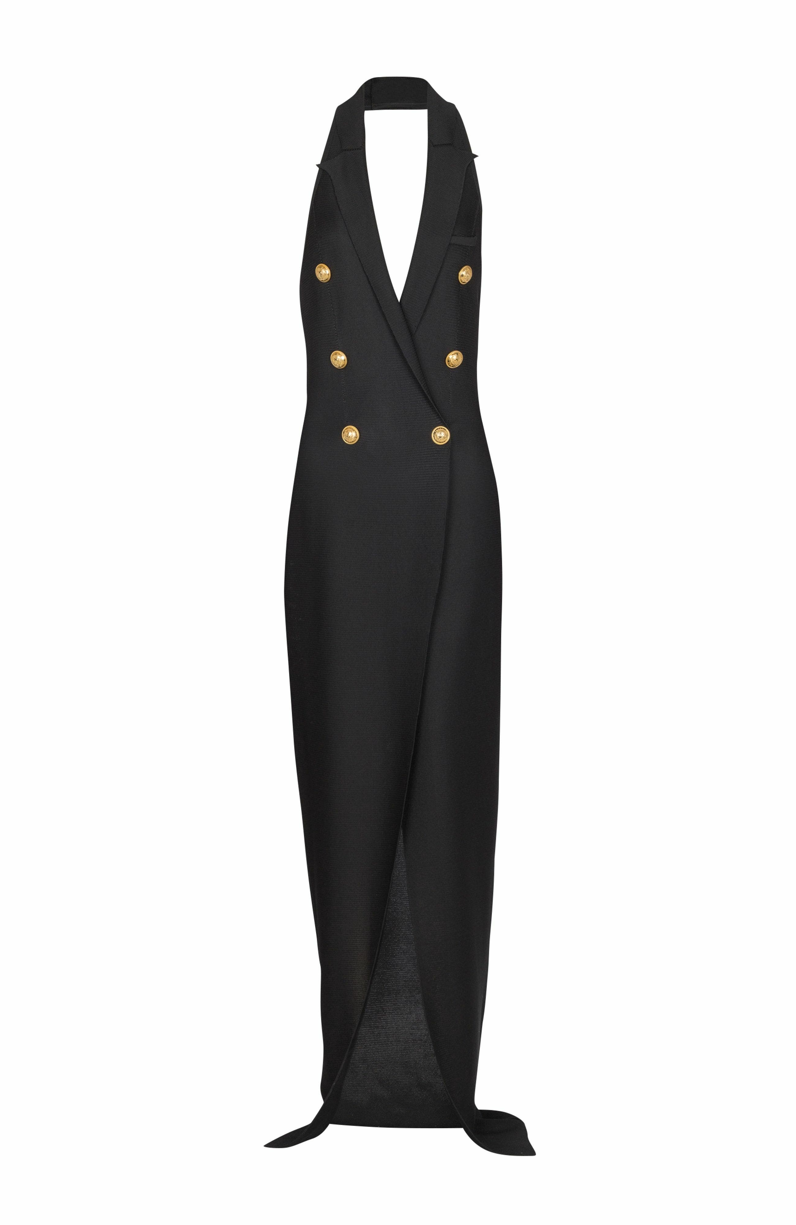 Balmain Long halterneck knit dress in Black at Nordstrom - 5