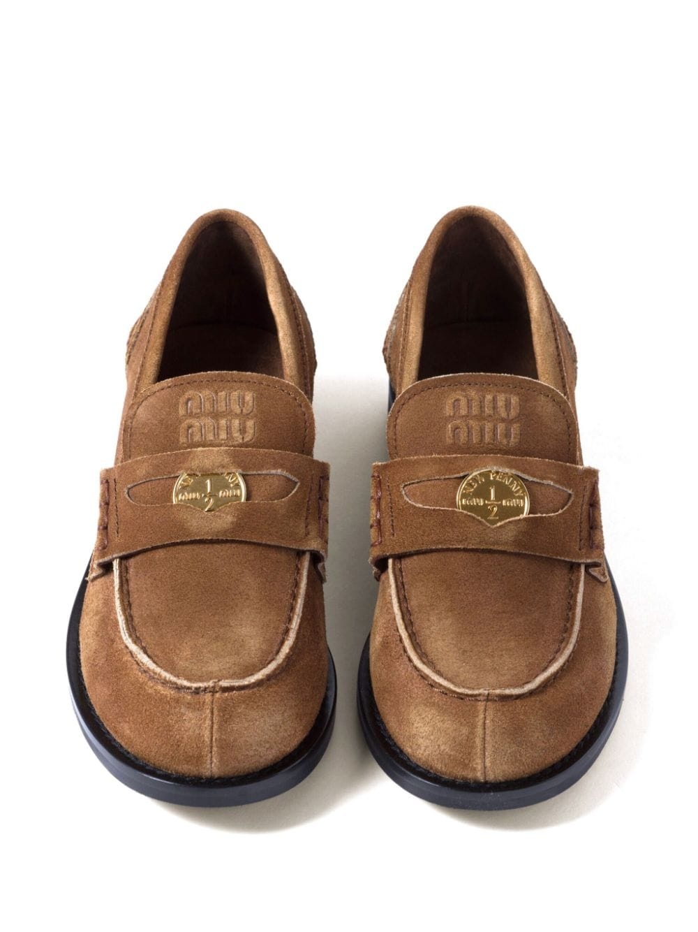 coin-plaque suede loafers - 4