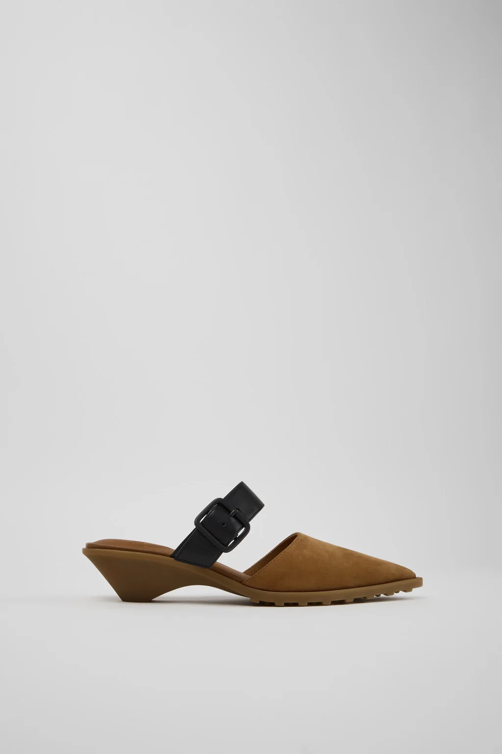 Anita Brown Nubuck and Leather Semi-Open Shoes for Women. - 1