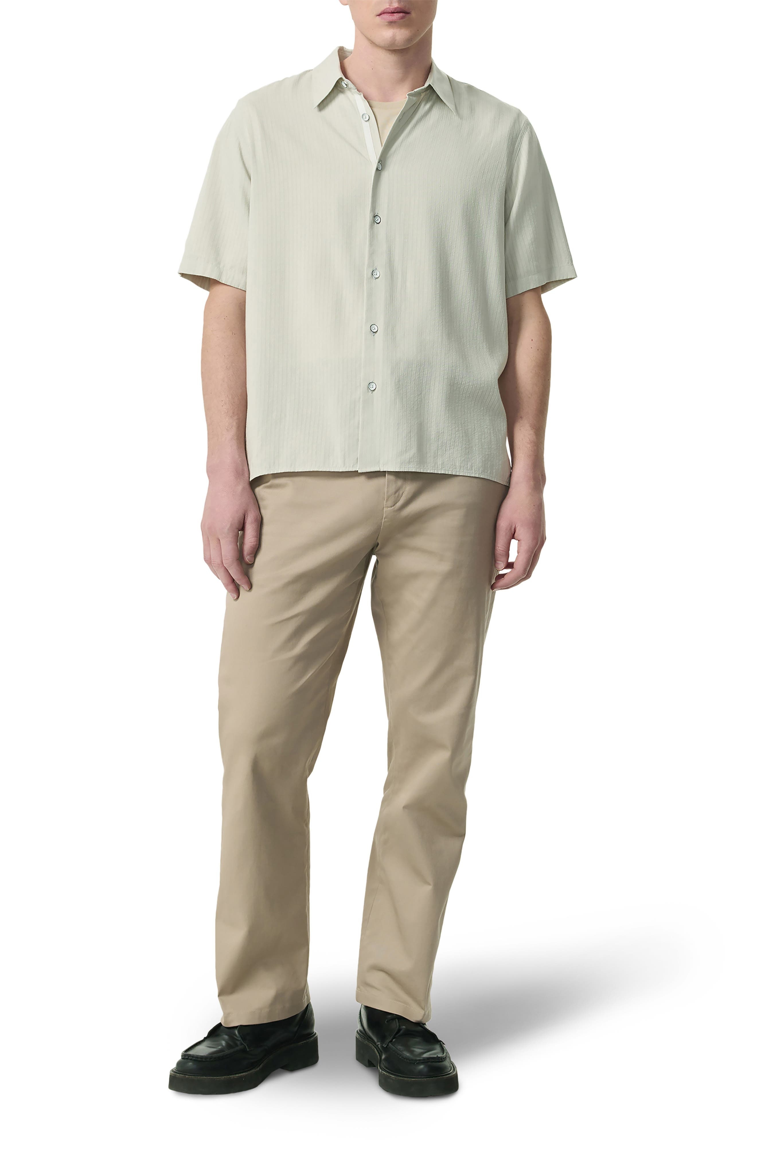 rag & bone Dalton Dobby Short Sleeve Button-Up Shirt in Light Grey at Nordstrom - 3