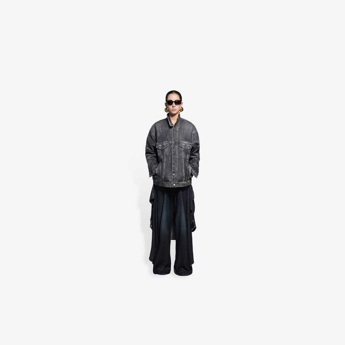 Trompe-l'œil Denim Jacket in Black - 3