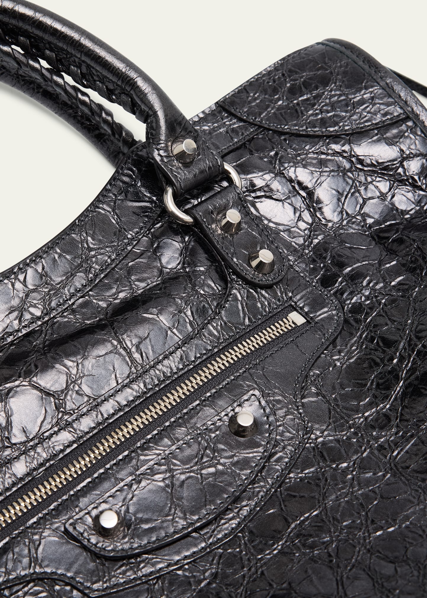 Le City Medium Metallic Leather Top-Handle Bag - 5