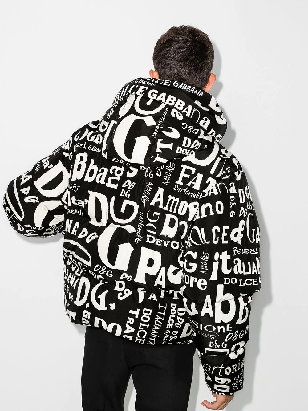 slogan print padded jacket - 3