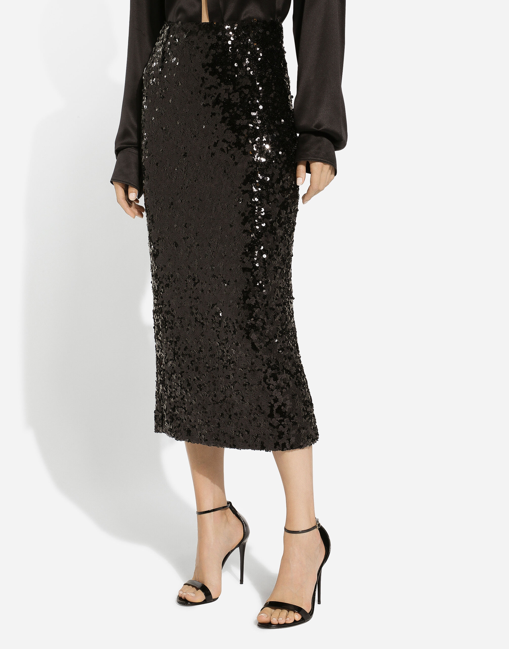 Sequined calf-length skirt - 4