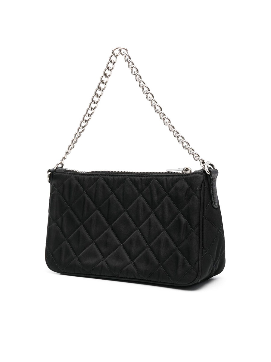 Prada Tessuto Nylon Quilted Chain Crossbody Bag in Black - 3