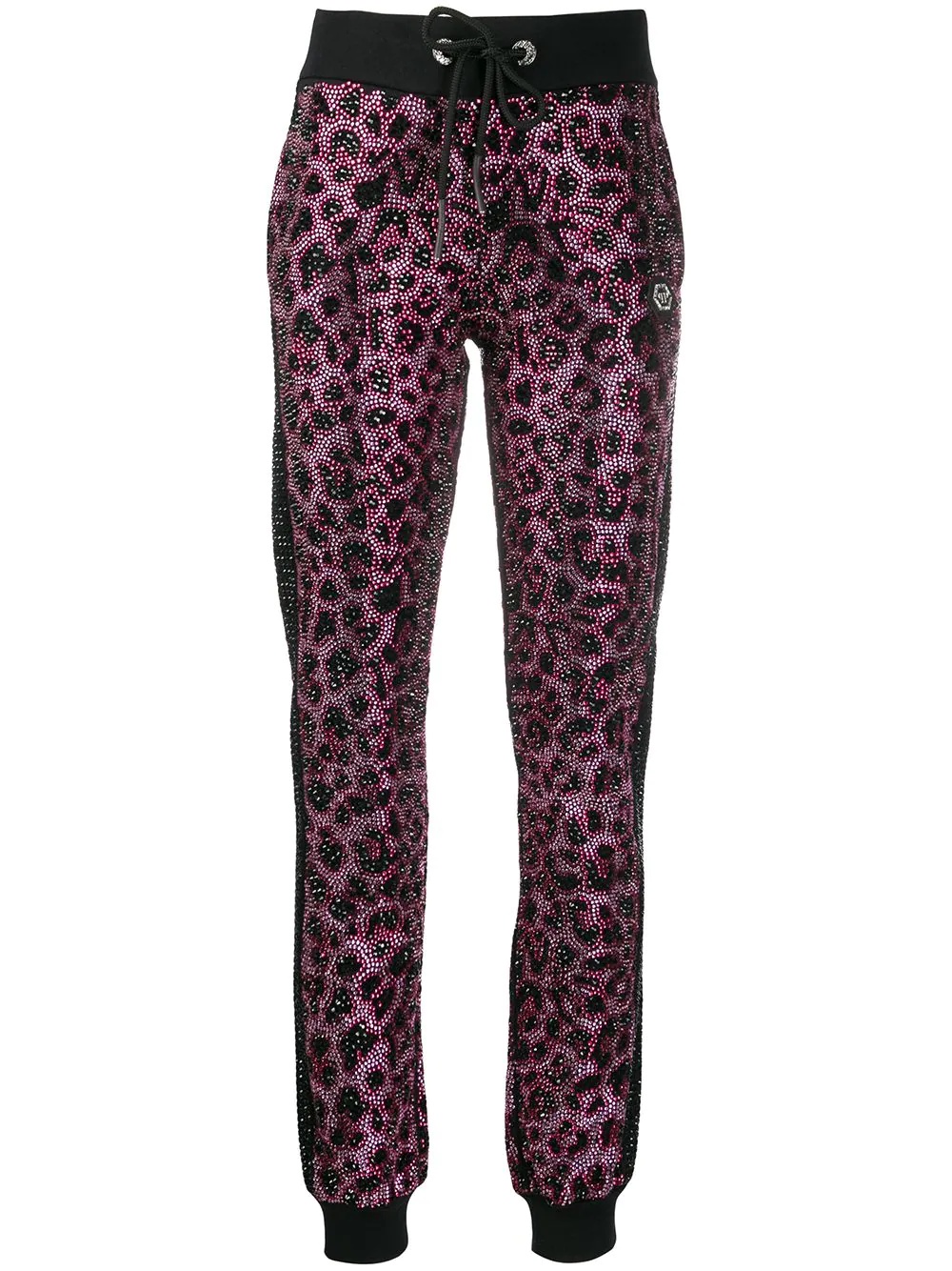 Pink Paradise crystal-embellished leopard sweatpants - 1