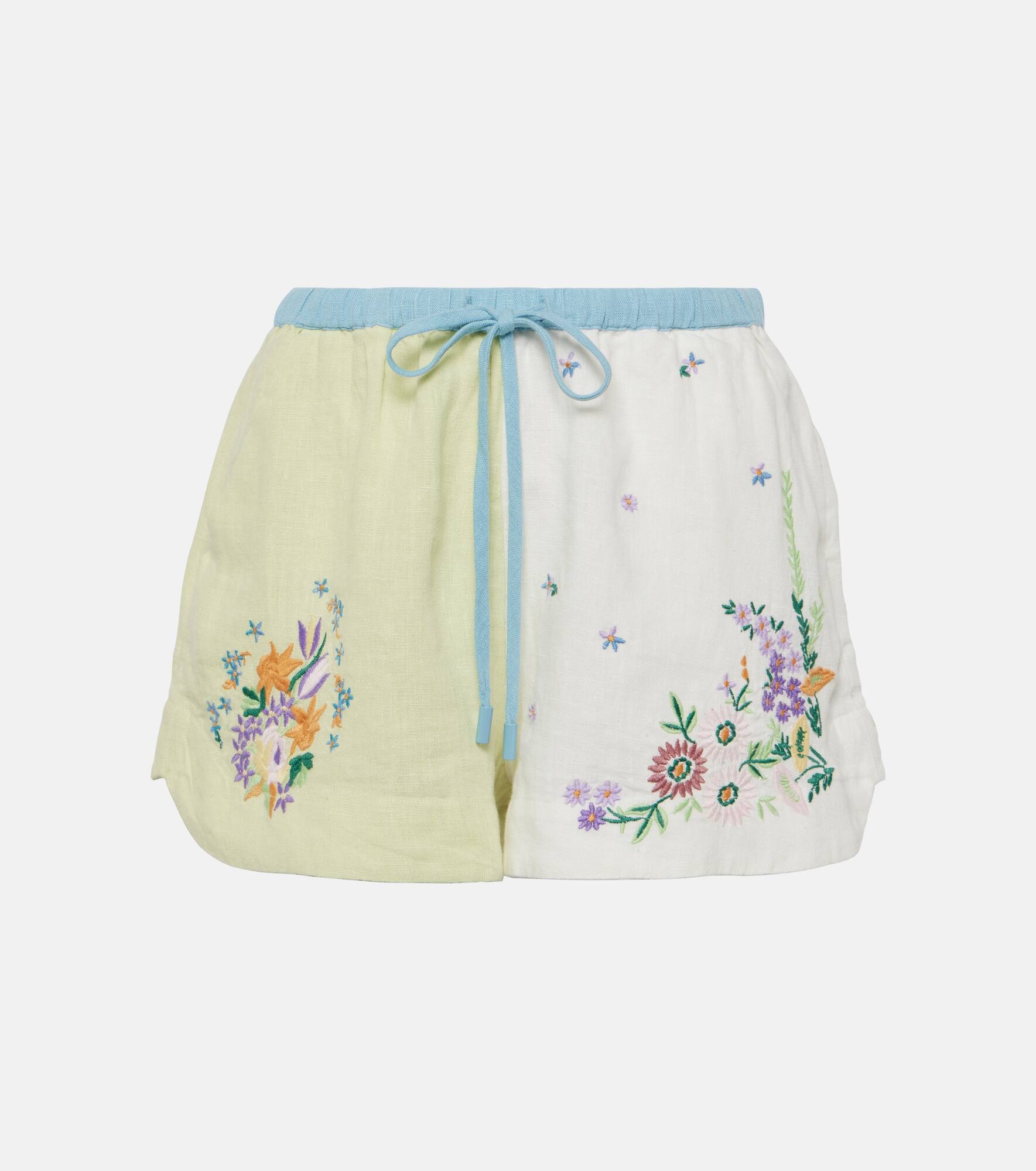 Willa embroidered linen shorts - 1