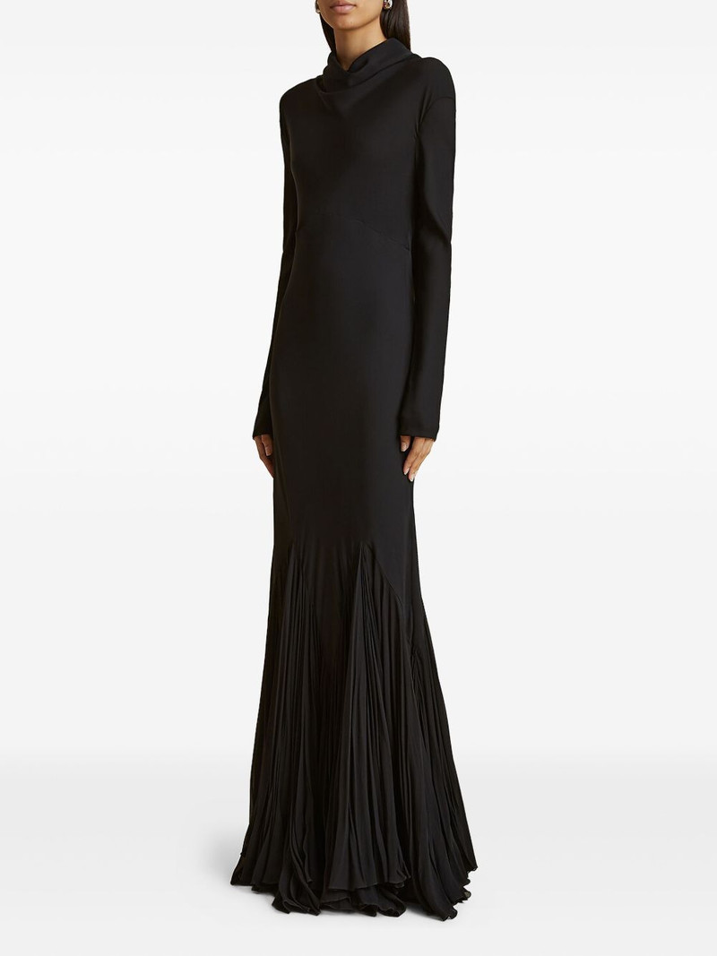 pleated open-back silk dress 3