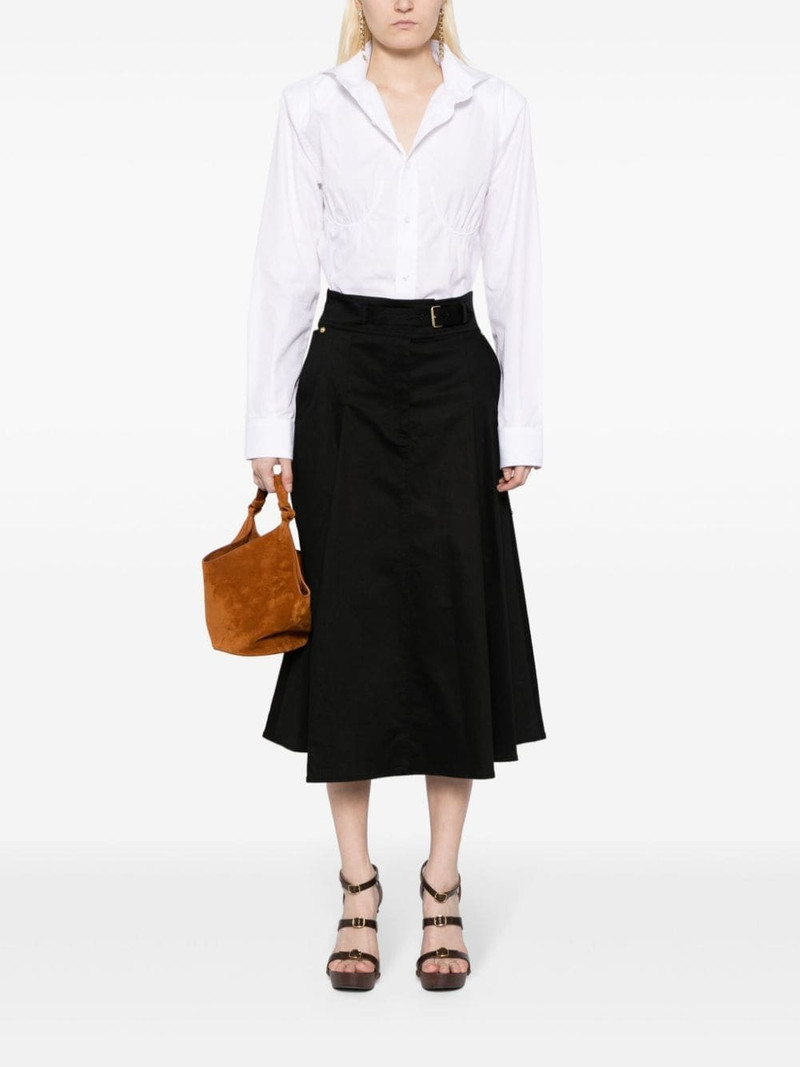 CAROLINA HERRERA pleated cotton midi skirt outlook