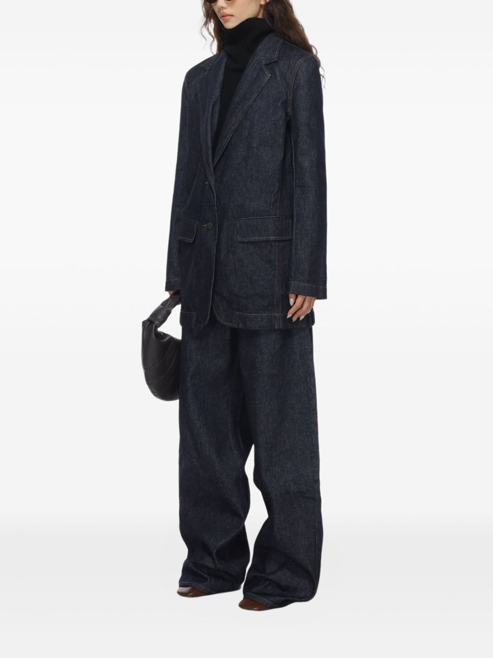 button-fastening denim blazer - 3
