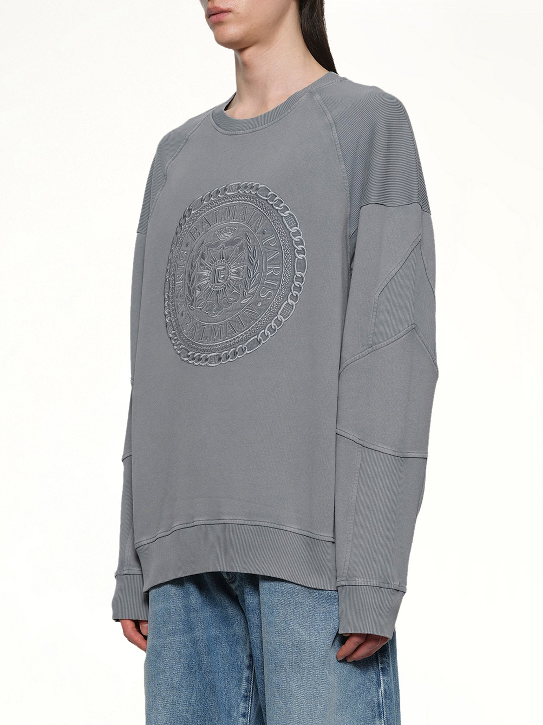 Balmain Medal Sweatshirt in Grey - 3