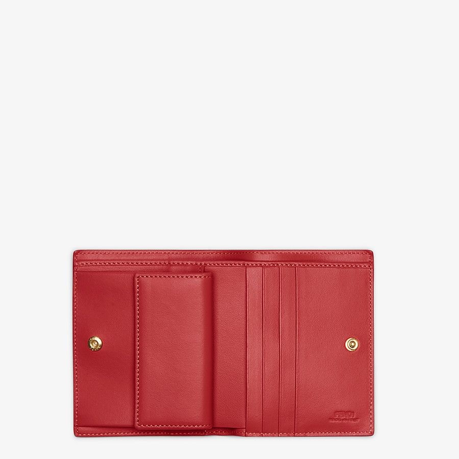 Red leather compact wallet - 4