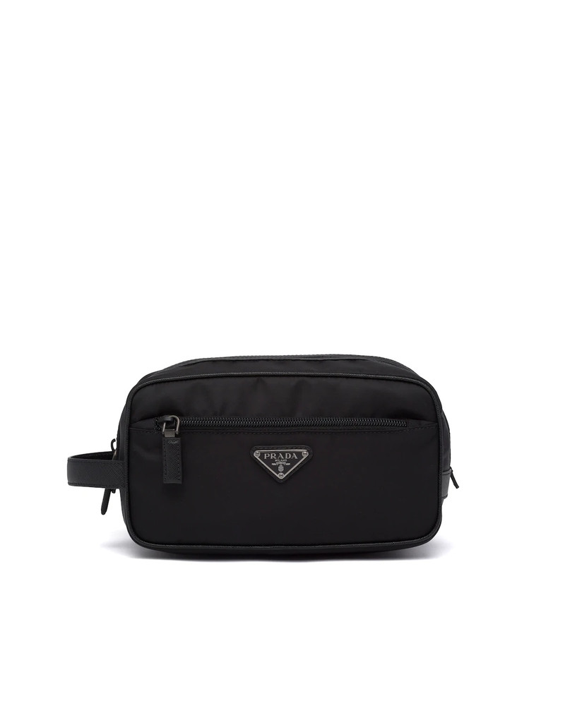 Re-Nylon and Saffiano leather travel pouch 1