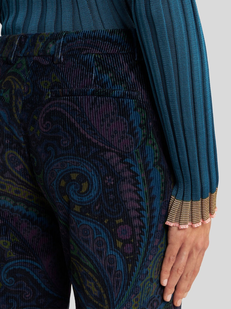 Etro PRINTED CORDUROY VELVET TROUSERS outlook