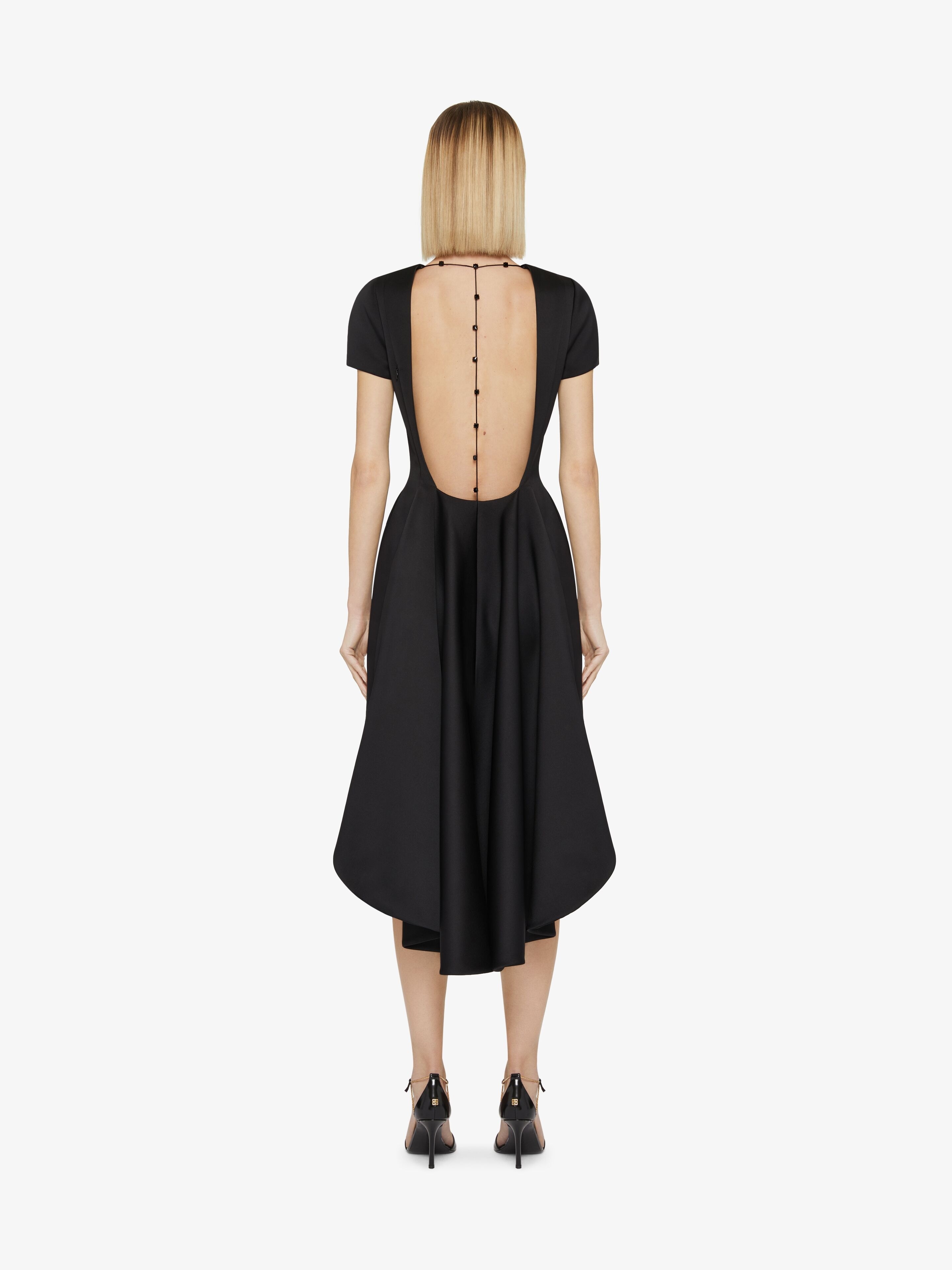 ASYMMETRIC DRESS IN SATIN WITH CRYSTALS - 4