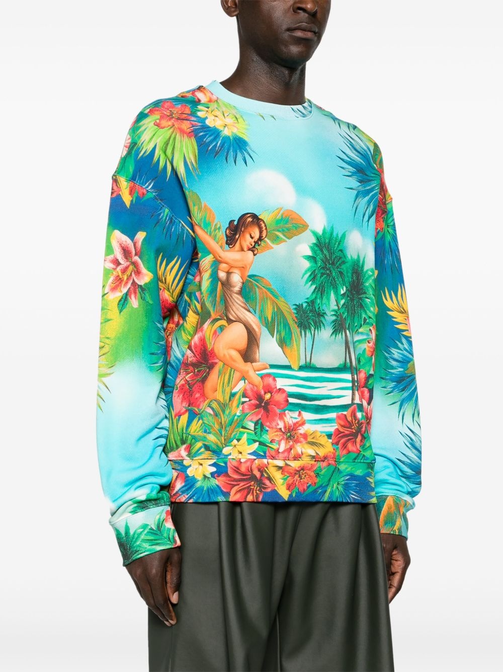 floral-print cotton sweatshirt - 3