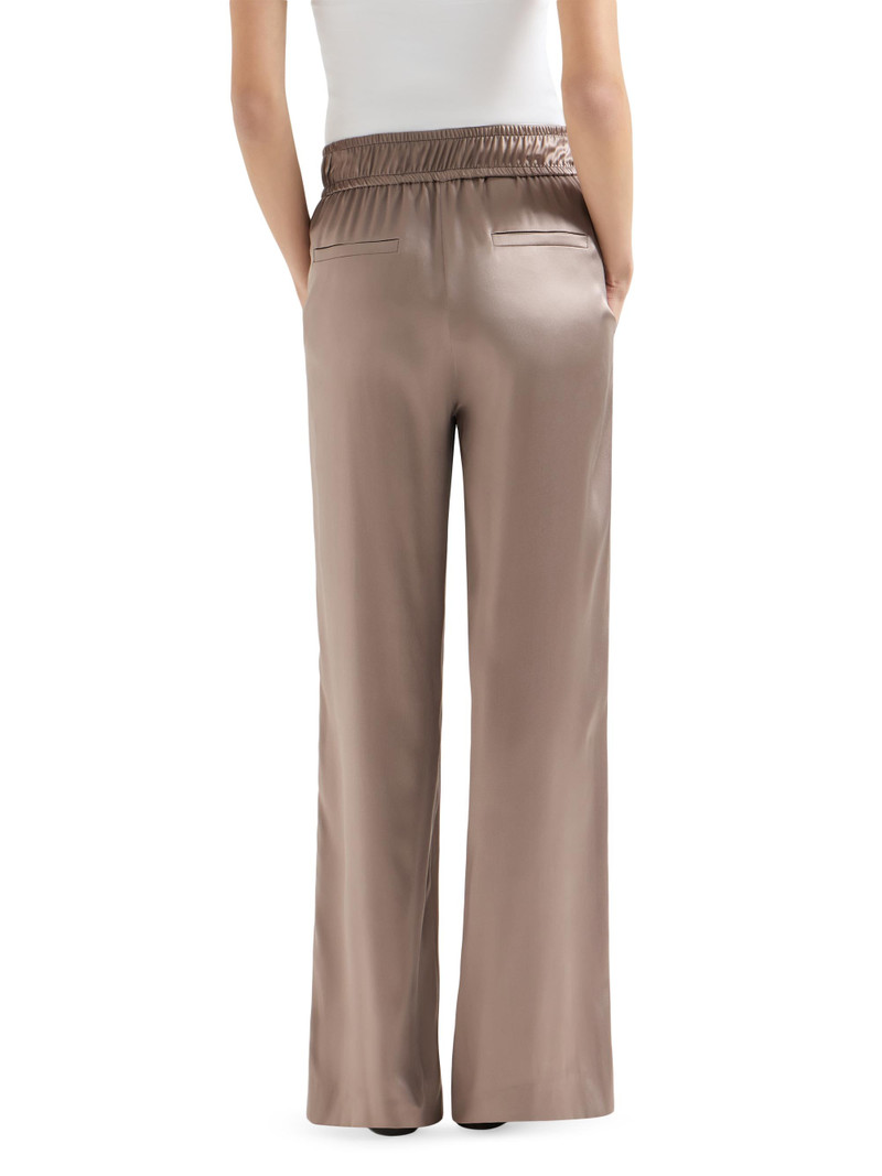 Women's Stretch Silk Satin Track Trousers - Cocoa 3