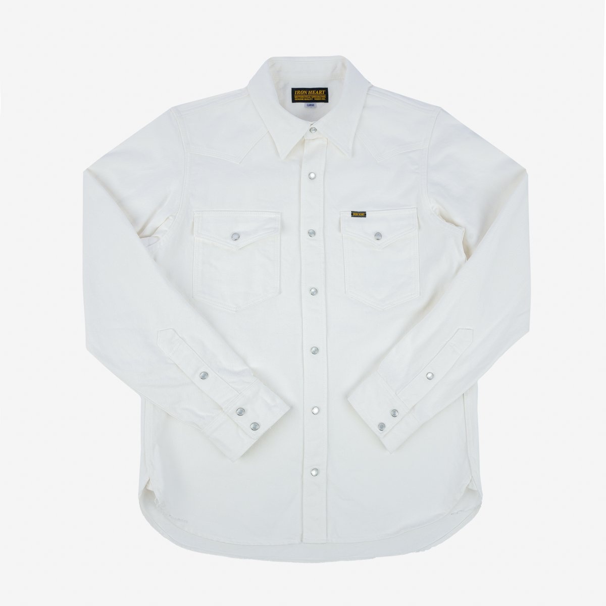 IHSH-384-WHT 13.5oz Denim Western Shirt - White - 1