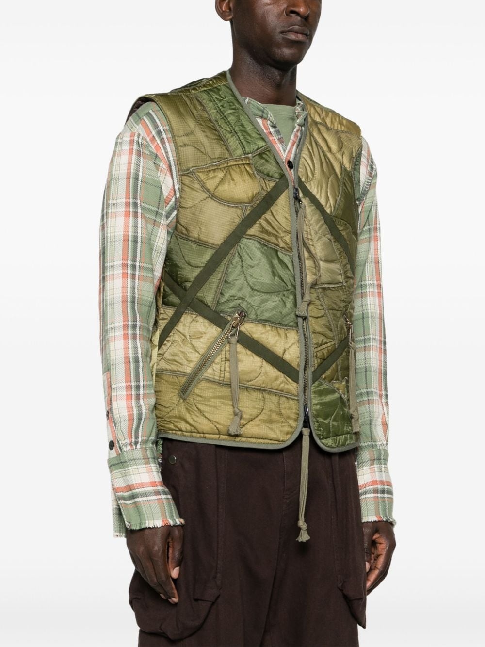 patchwork padded gilet - 3