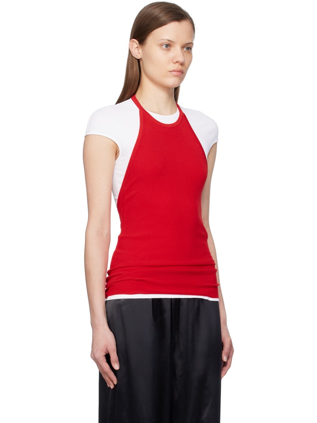 White & Red Layered T-Shirt - 2