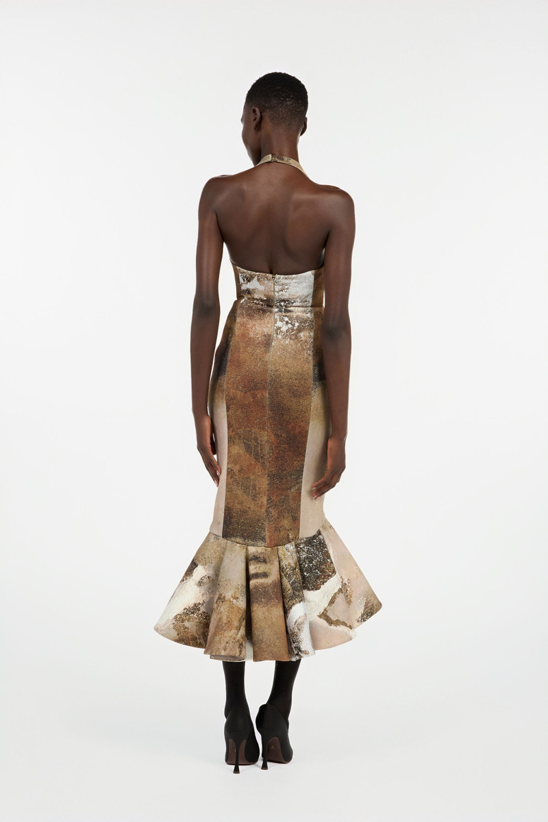 Beige Mermaid Dress With Marble Print 4