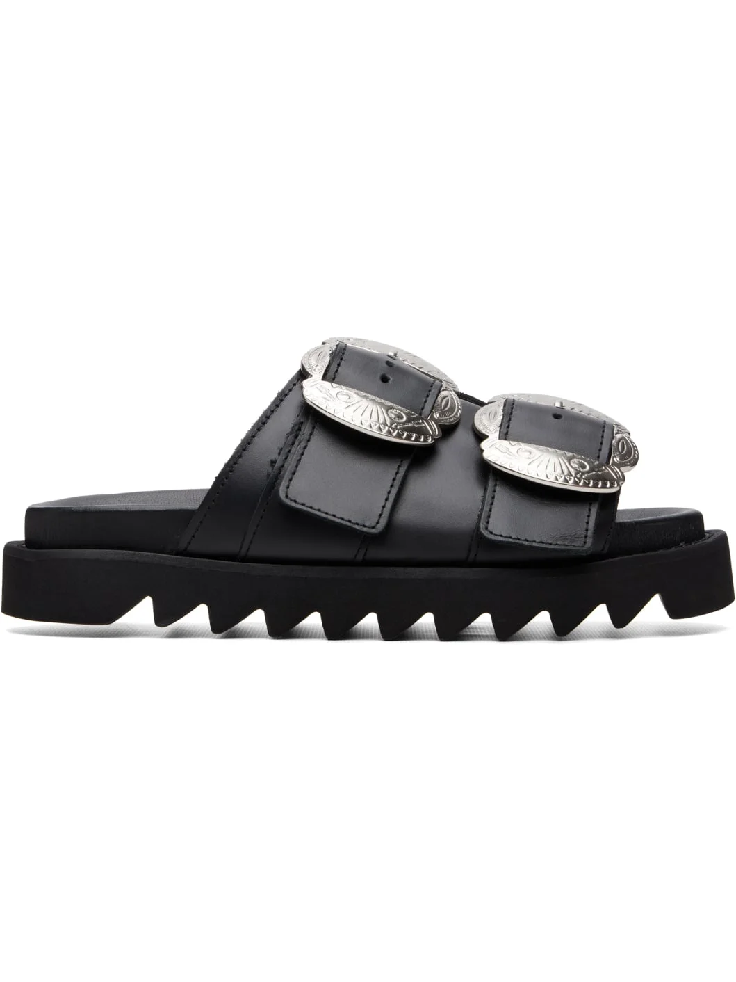 Black Leather Sandals - 1