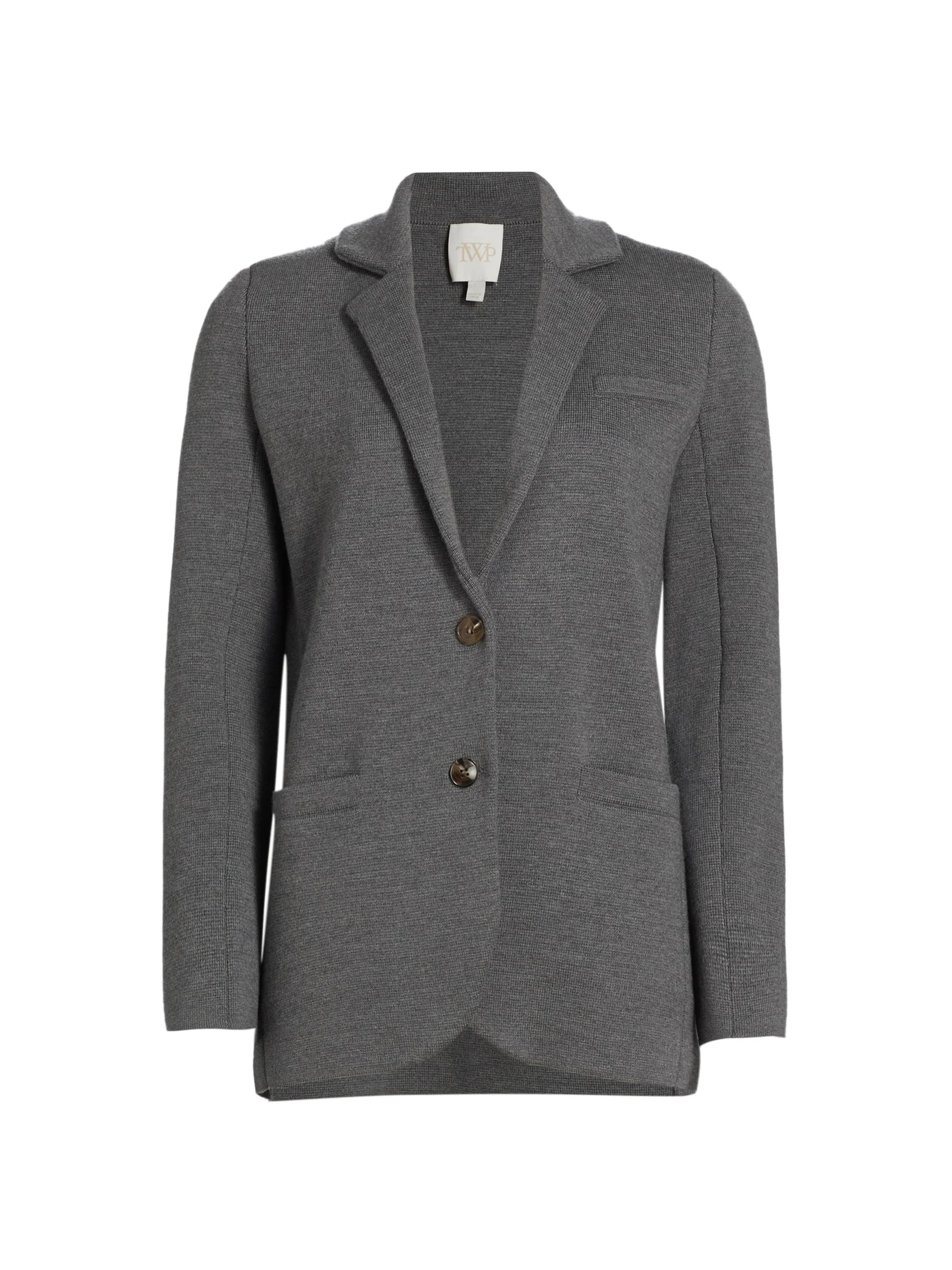 Women's Boyfriend Wool-Blend Blazer - Dark Charcoal Grey - 1
