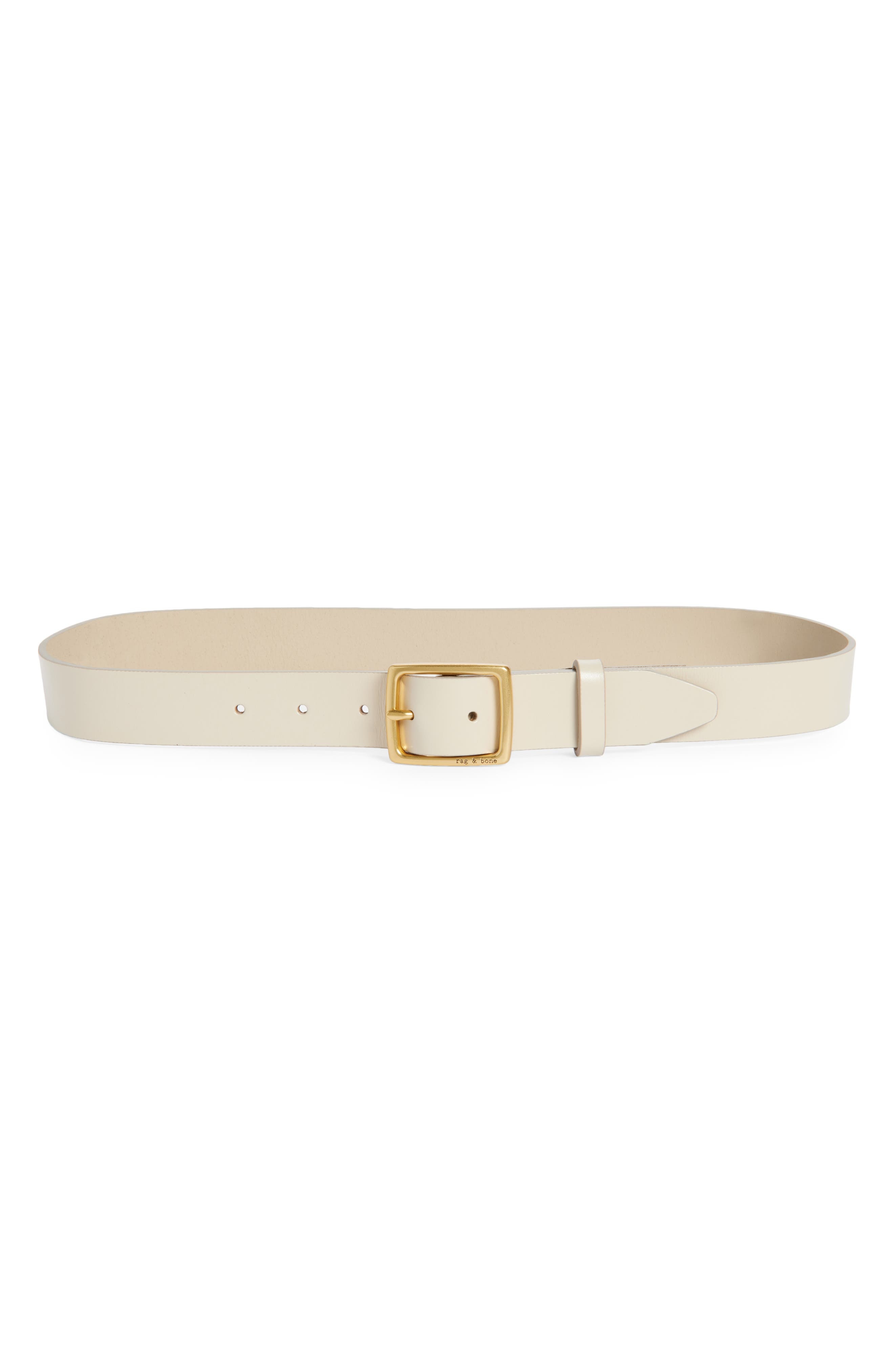 rag & bone Boyfriend Leather Belt in Turtle Dove at Nordstrom - 1