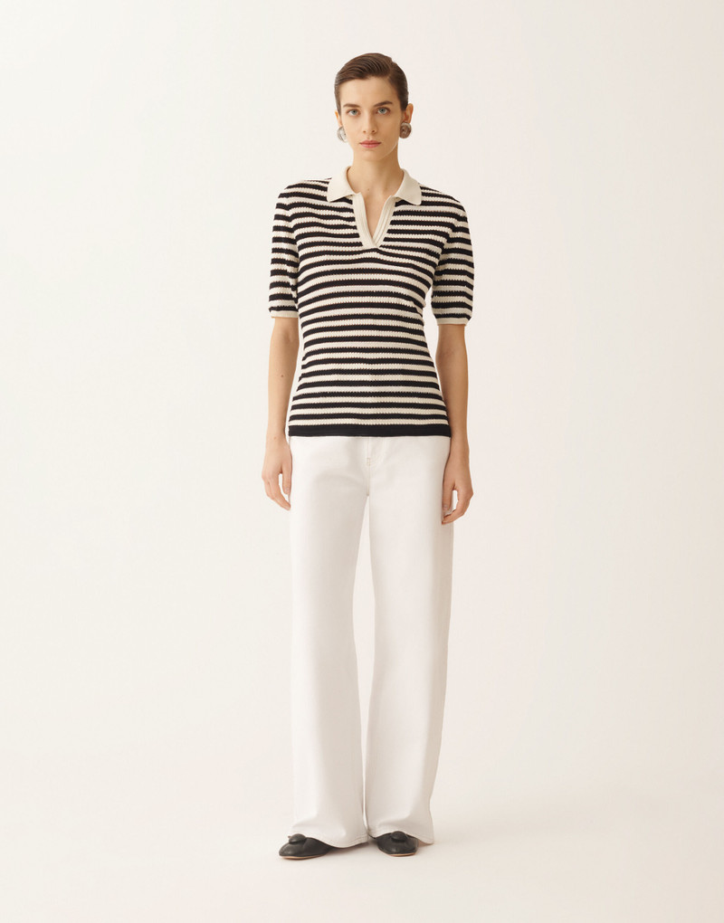 Organic cotton polo with micro sequins 3